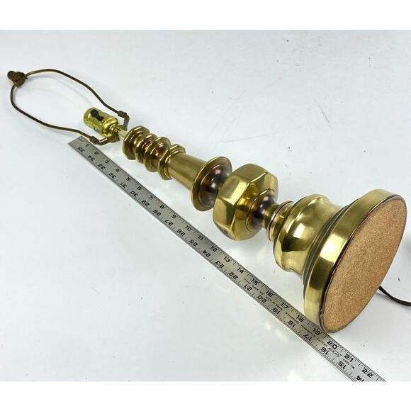 Vintage Stiffel Style Table Lamp MCM Heavy Brass Hollywood Regency 28" - Picture 6 of 6